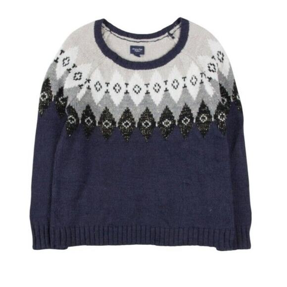 American Eagle Outfitters Sweaters - AMERICAN EAGLE Women’s Size XL Sweater Wool Blend Metallic Fair Isle